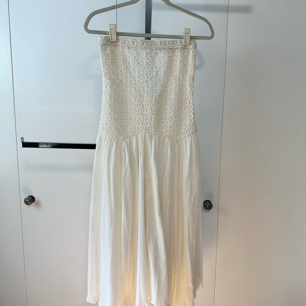 Anthropologie Cream Strapless Sundress